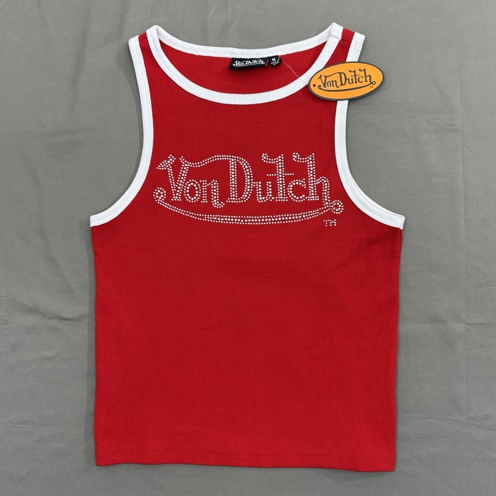 Von Dutch Tank Top (Size M) Red With White Trim Y2K 90s Style NWT